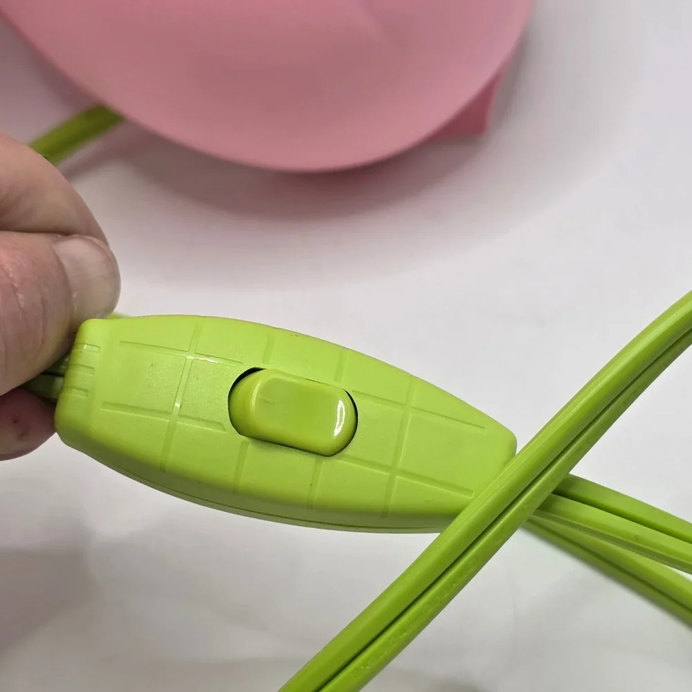 IKEA SMILA BLOMMA Wall Lamp Pink Flower Kids Room Decor Green Cord Y2K Kidcore